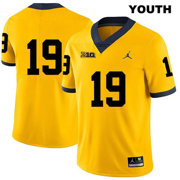 Youth NCAA Michigan Wolverines Kwity Paye #19 No Name Yellow Jordan Brand Authentic Stitched Legend Football College Jersey HE25E87KP